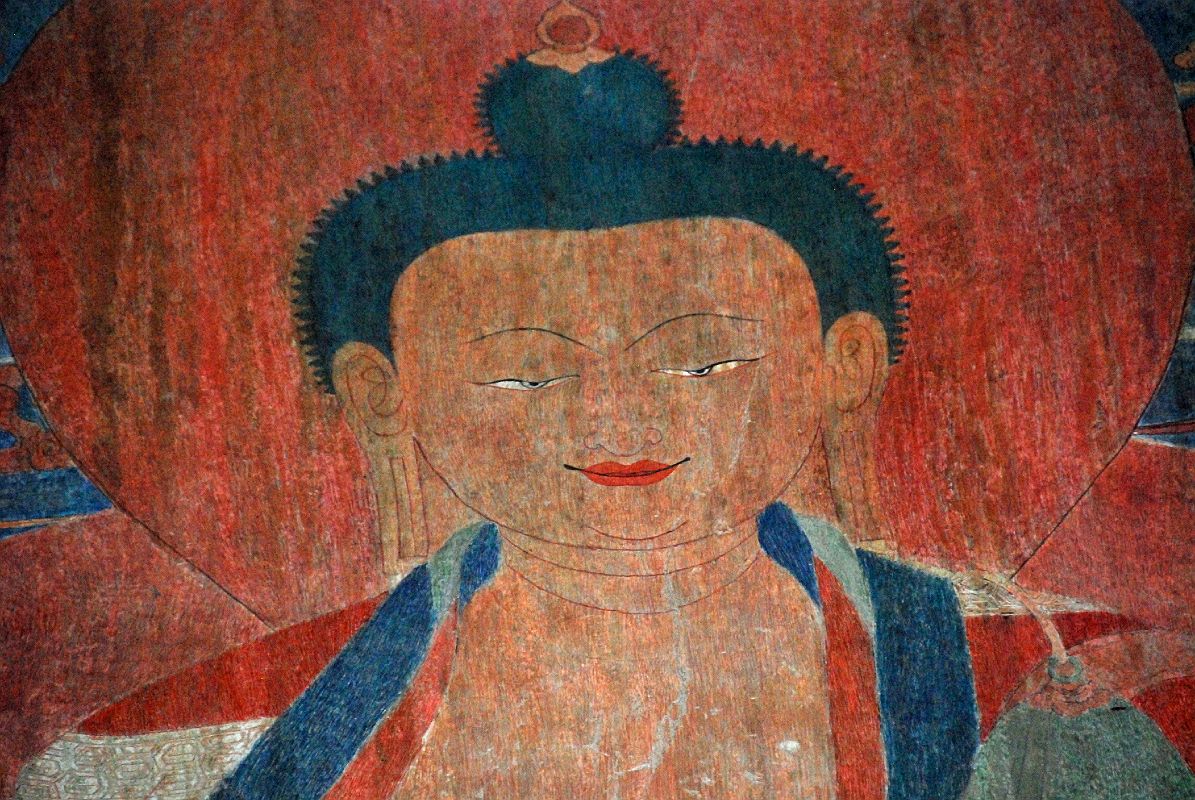 Lo Manthang Thubchen 03-2 Entrance Left Wall Painting Of Buddha Close Up